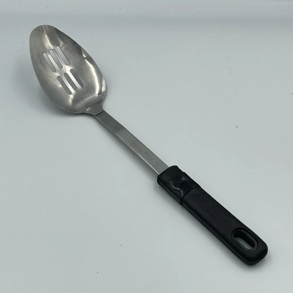 Best Results EKCO Stainless Slotted Kitchen Spoon Cooking Black Plastic Handle